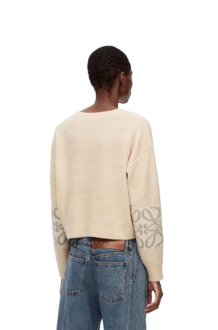 Ecru/Light Grey Anagram intarsia sweater in wool Loewe 84PR994 Women