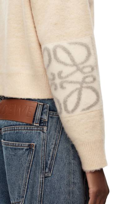 Ecru/Light Grey Anagram intarsia sweater in wool Loewe 84PR994 Women