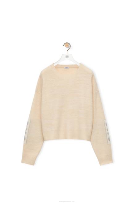 Ecru/Light Grey Anagram intarsia sweater in wool Loewe 84PR994 Women