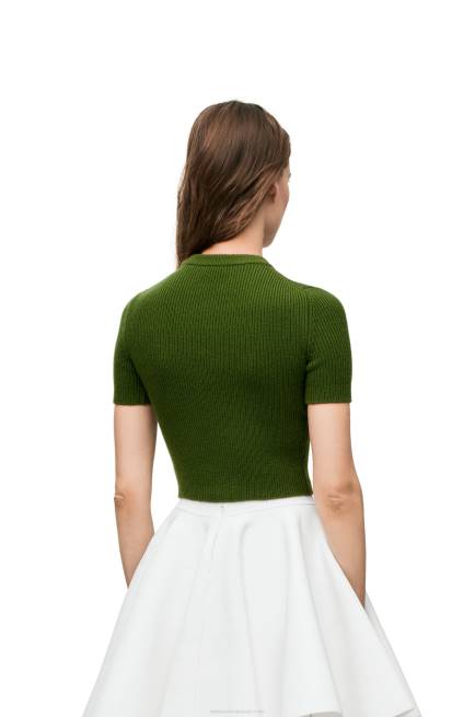 Forest Green Cropped sweater in cashmere Loewe 84PR958 Women