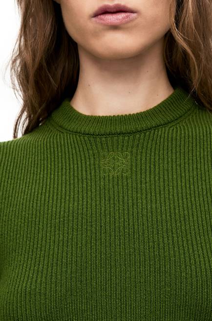 Forest Green Cropped sweater in cashmere Loewe 84PR958 Women