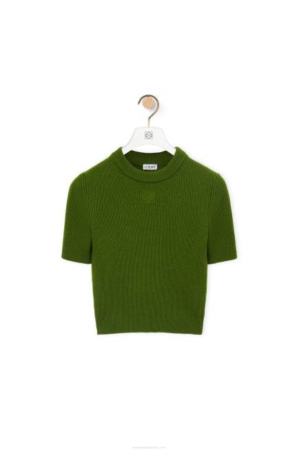 Forest Green Cropped sweater in cashmere Loewe 84PR958 Women