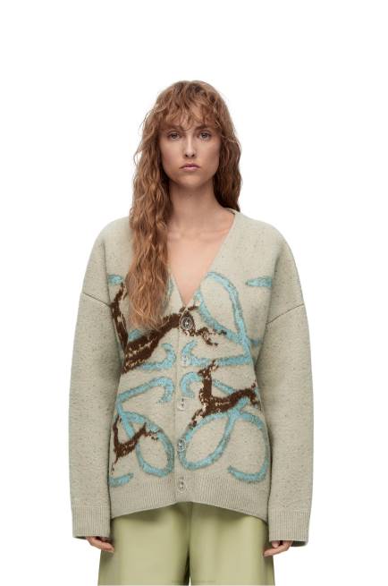 Light Grey Anagram deer cardigan in wool Loewe 84PR997 Women