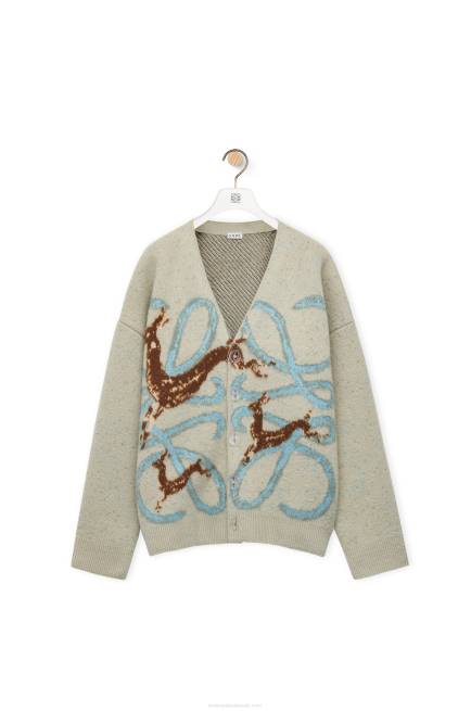 Light Grey Anagram deer cardigan in wool Loewe 84PR997 Women
