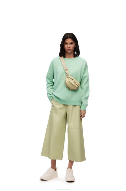 Matcha Green Oversize crew neck sweater in cashmere Loewe 84PR1001 Women