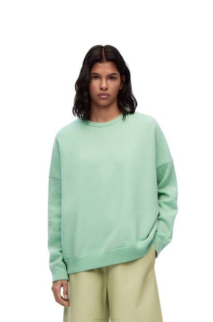 Matcha Green Oversize crew neck sweater in cashmere Loewe 84PR1001 Women