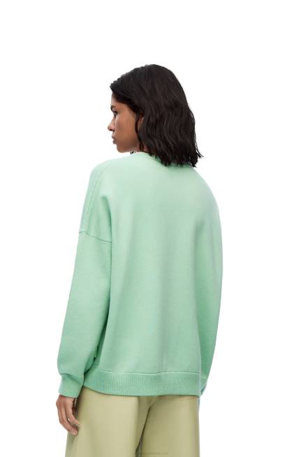 Matcha Green Oversize crew neck sweater in cashmere Loewe 84PR1001 Women
