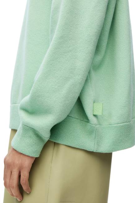 Matcha Green Oversize crew neck sweater in cashmere Loewe 84PR1001 Women