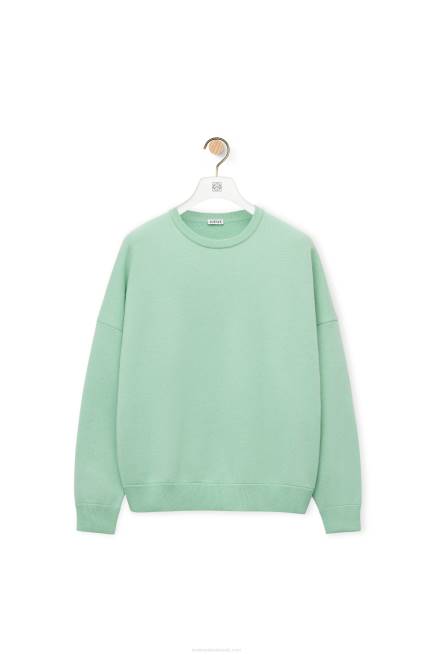 Matcha Green Oversize crew neck sweater in cashmere Loewe 84PR1001 Women