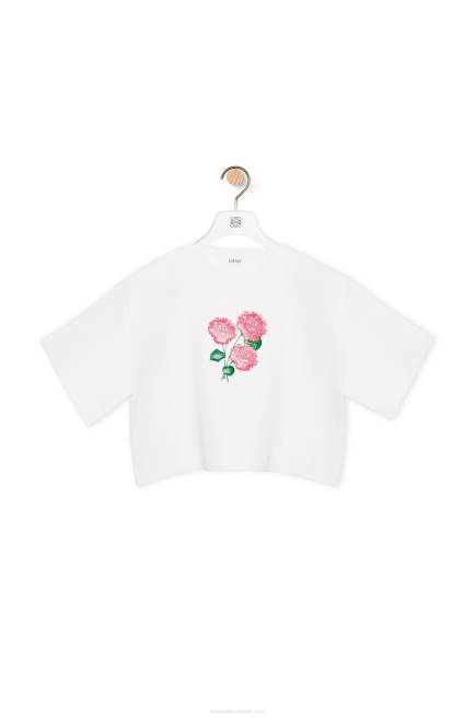 Optic White Cropped flower sweater in viscose cotton blend Loewe 84PR962 Women