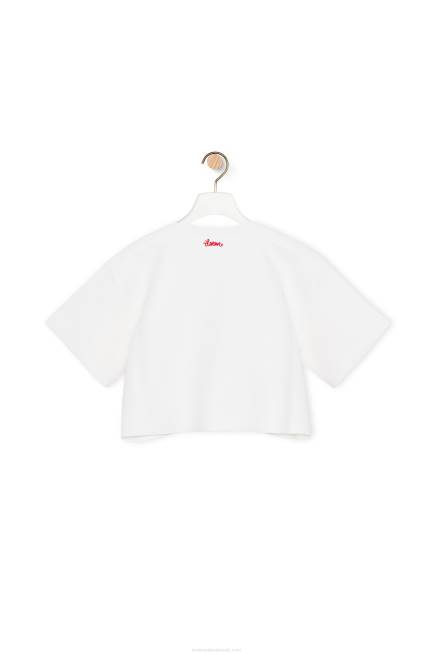 Optic White Cropped flower sweater in viscose cotton blend Loewe 84PR962 Women