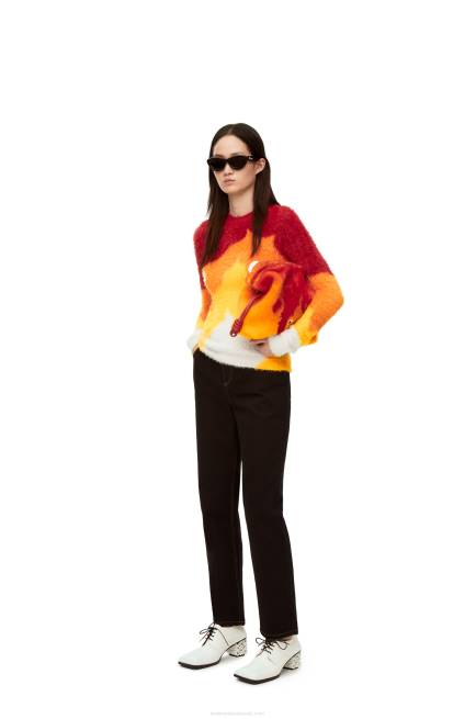 Orange Multitone Calcifer sweater in intarsia knit Loewe 84PR1023 Women