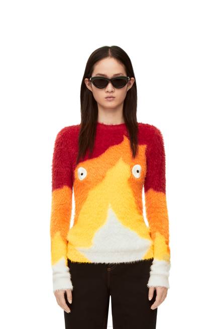 Orange Multitone Calcifer sweater in intarsia knit Loewe 84PR1023 Women