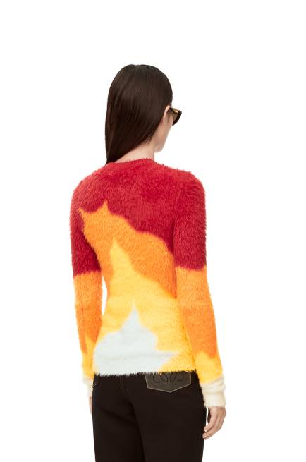 Orange Multitone Calcifer sweater in intarsia knit Loewe 84PR1023 Women