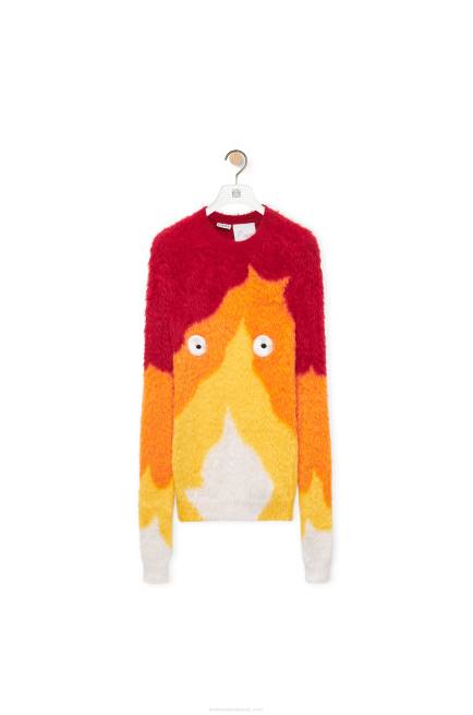 Orange Multitone Calcifer sweater in intarsia knit Loewe 84PR1023 Women