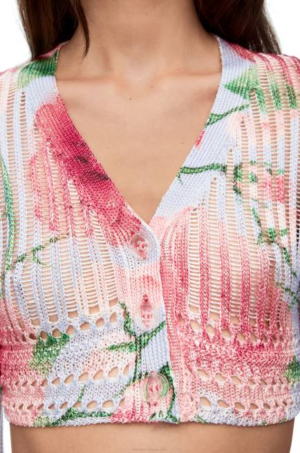 Pink Multitone Roses cropped cardigan in viscose Loewe 84PR954 Women
