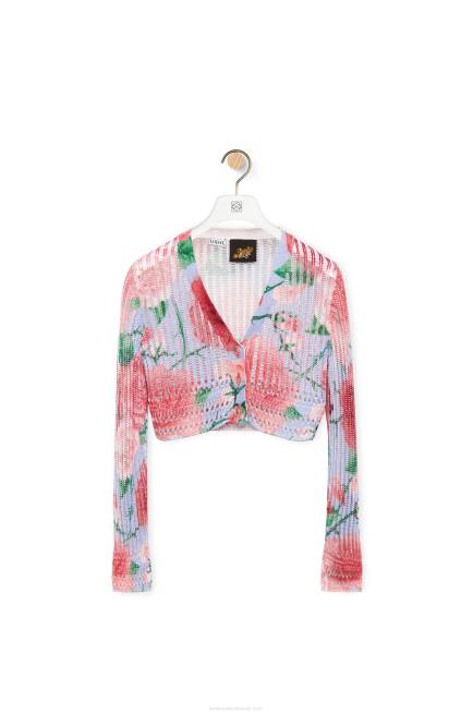 Pink Multitone Roses cropped cardigan in viscose Loewe 84PR954 Women