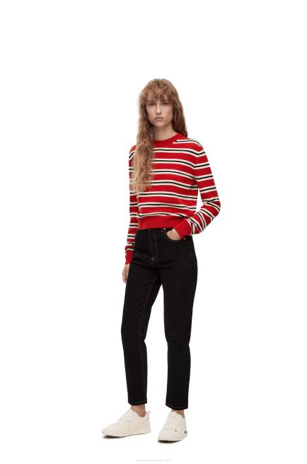 Red/White/Black Stripe sweater in wool Loewe 84PR987 Women
