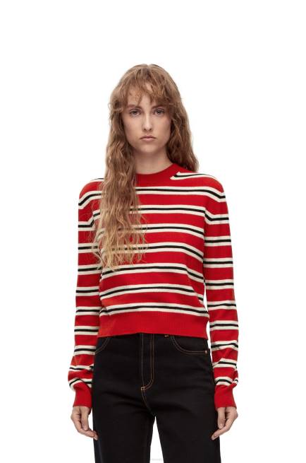 Red/White/Black Stripe sweater in wool Loewe 84PR987 Women