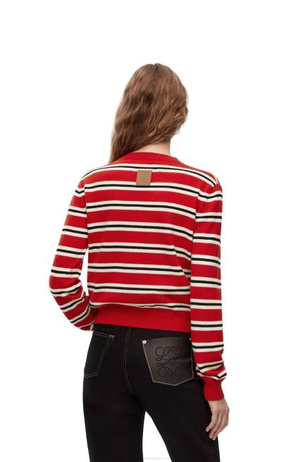 Red/White/Black Stripe sweater in wool Loewe 84PR987 Women