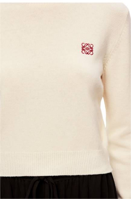 Soft White Anagram cropped sweater in wool Loewe 84PR1006 Women