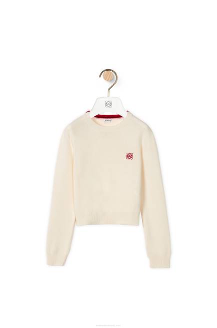 Soft White Anagram cropped sweater in wool Loewe 84PR1006 Women
