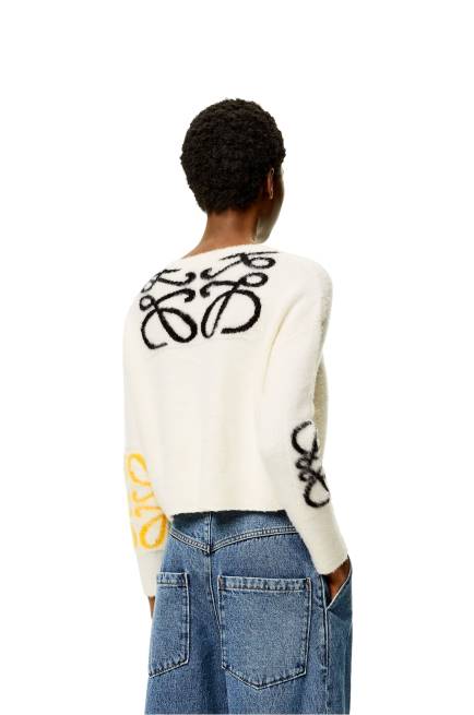 Soft White/Multicolour Anagram intarsia sweater in wool Loewe 84PR1020 Women