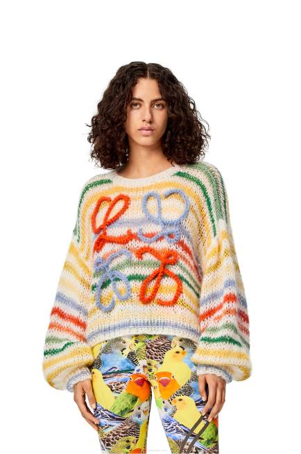White/Multicolor Stripe sweater in mohair Loewe 84PR1003 Women