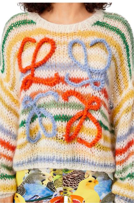 White/Multicolor Stripe sweater in mohair Loewe 84PR1003 Women