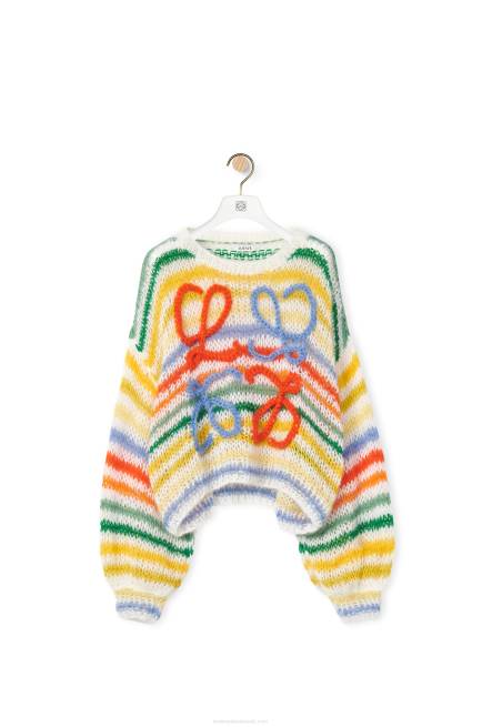 White/Multicolor Stripe sweater in mohair Loewe 84PR1003 Women