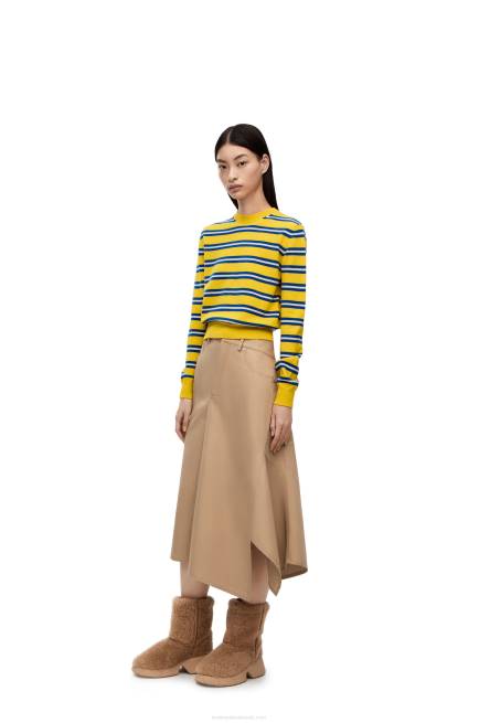 Yellow/Indigo Blue Stripe sweater in wool Loewe 84PR989 Women