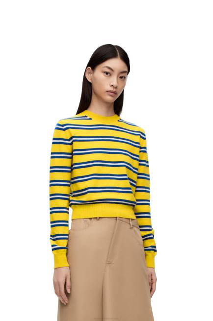 Yellow/Indigo Blue Stripe sweater in wool Loewe 84PR989 Women