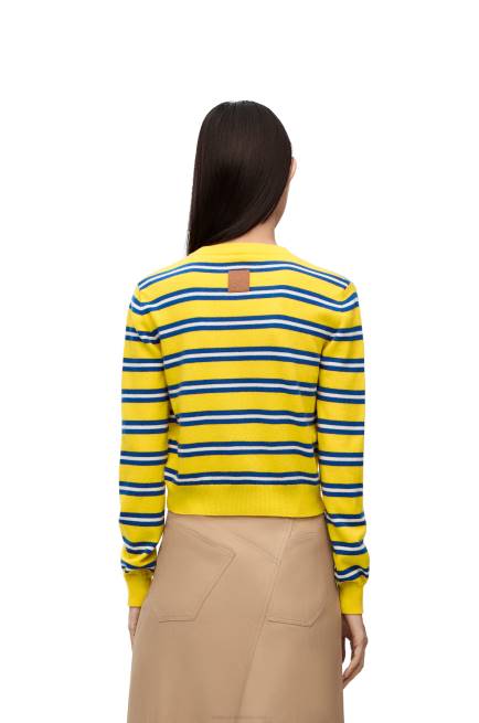Yellow/Indigo Blue Stripe sweater in wool Loewe 84PR989 Women