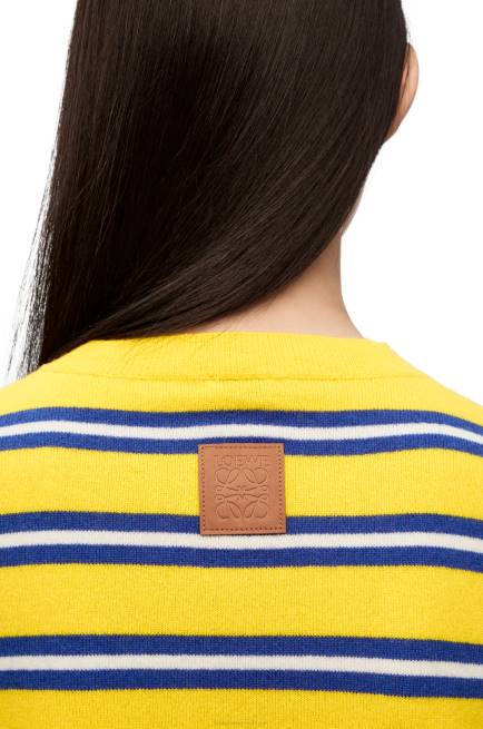 Yellow/Indigo Blue Stripe sweater in wool Loewe 84PR989 Women