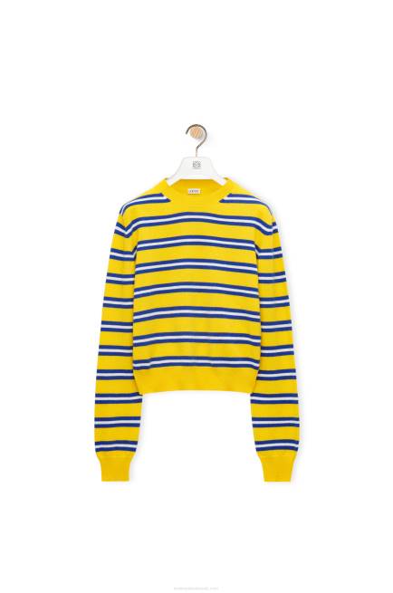 Yellow/Indigo Blue Stripe sweater in wool Loewe 84PR989 Women