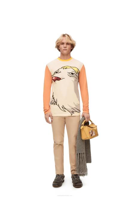 Beige Heen long sleeve T-shirt in cotton Loewe 84PR836 Women