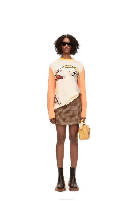 Beige Heen long sleeve T-shirt in cotton Loewe 84PR836 Women