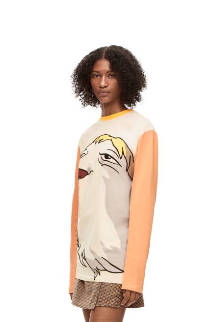 Beige Heen long sleeve T-shirt in cotton Loewe 84PR836 Women