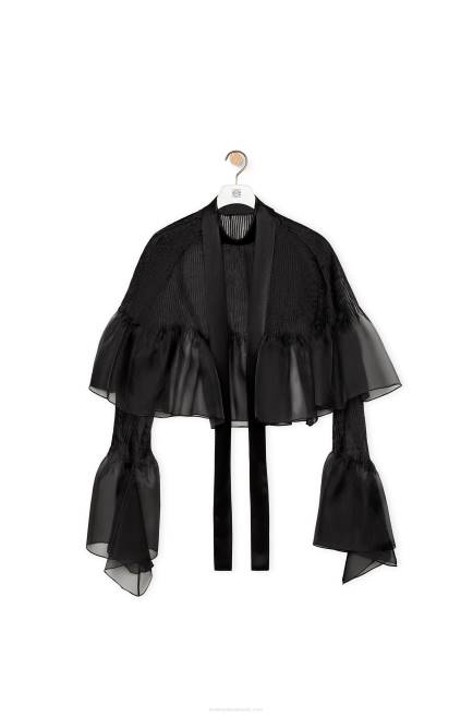 Black Pintuck top in silk organza Loewe 84PR885 Women