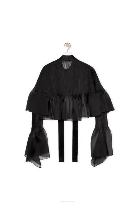 Black Pintuck top in silk organza Loewe 84PR885 Women