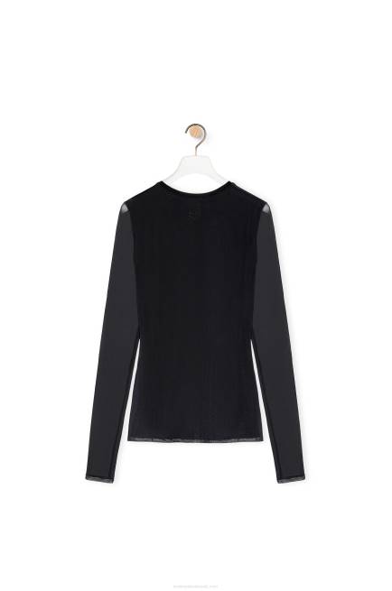 Black/Red Anthurium top in semi sheer mesh Loewe 84PR882 Women