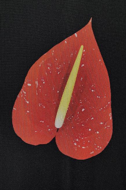 Black/Red Anthurium top in semi sheer mesh Loewe 84PR882 Women