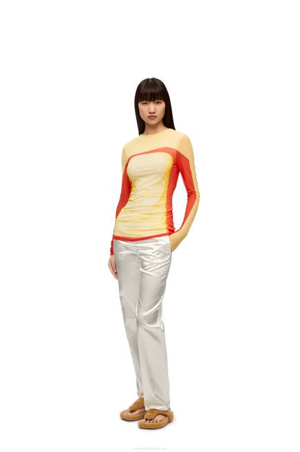 Yellow/Red Long sleeve top in mesh Loewe 84PR852 Women