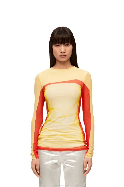 Yellow/Red Long sleeve top in mesh Loewe 84PR852 Women