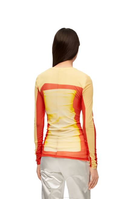 Yellow/Red Long sleeve top in mesh Loewe 84PR852 Women