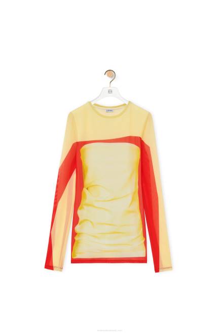 Yellow/Red Long sleeve top in mesh Loewe 84PR852 Women