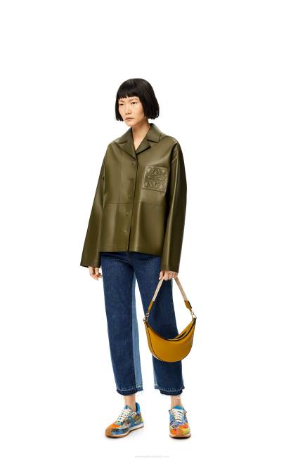 Dark Khaki Green Pyjama blouse in nappa lambskin Loewe 84PR933 Women
