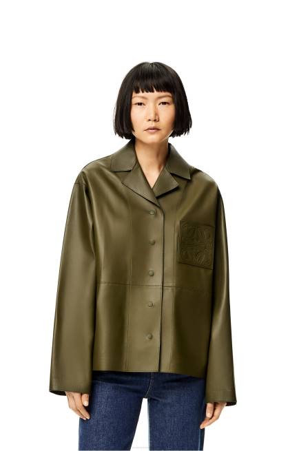 Dark Khaki Green Pyjama blouse in nappa lambskin Loewe 84PR933 Women