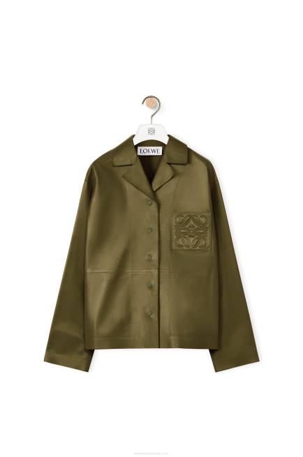 Dark Khaki Green Pyjama blouse in nappa lambskin Loewe 84PR933 Women