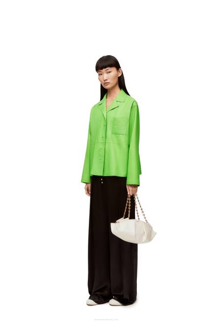 Fluo Green Anagram pyjama blouse in nappa Loewe 84PR884 Women